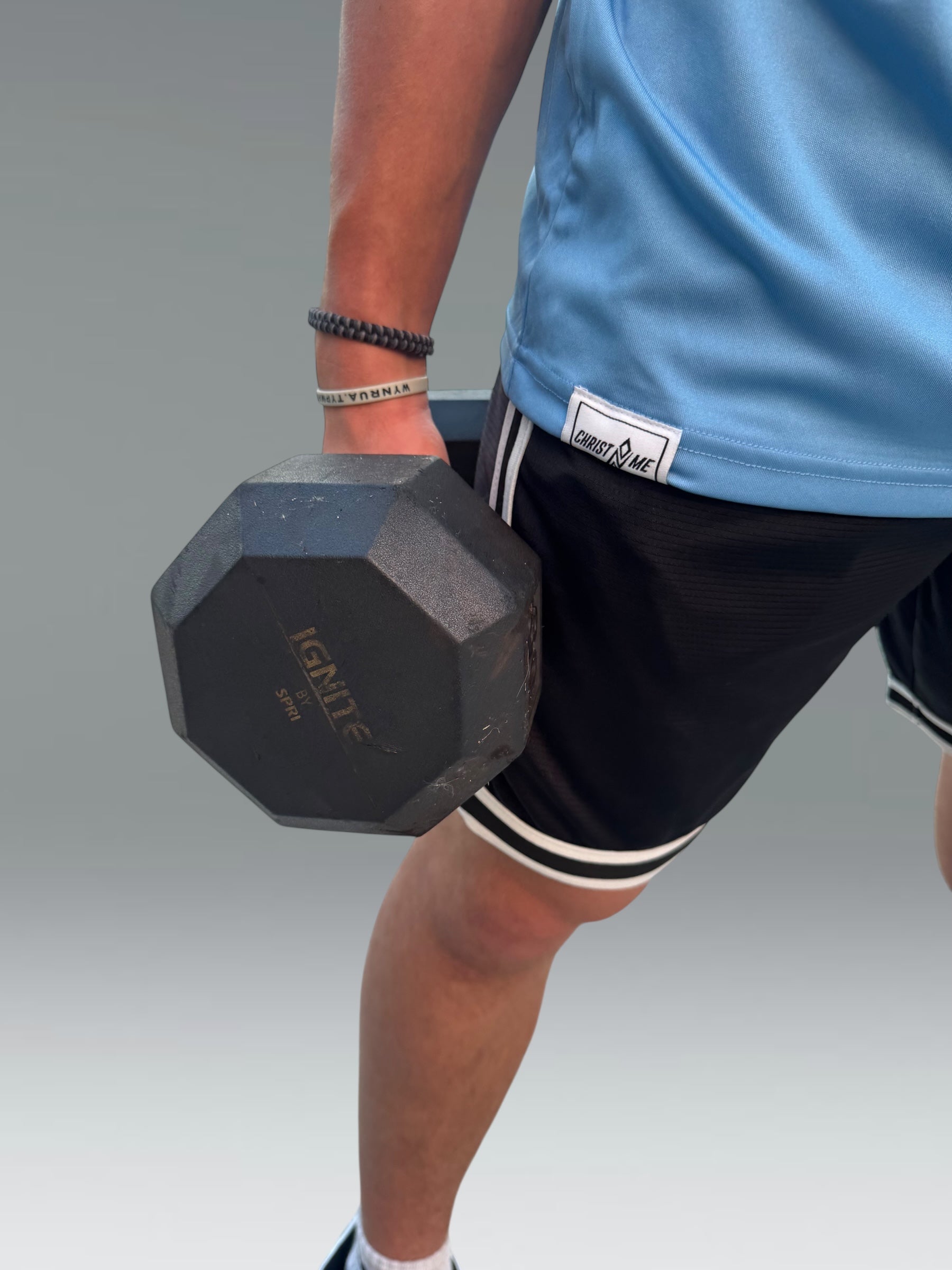 BE STRONG BREATHABLE WORKOUT ATHLETIC SKY-BLUE TEE