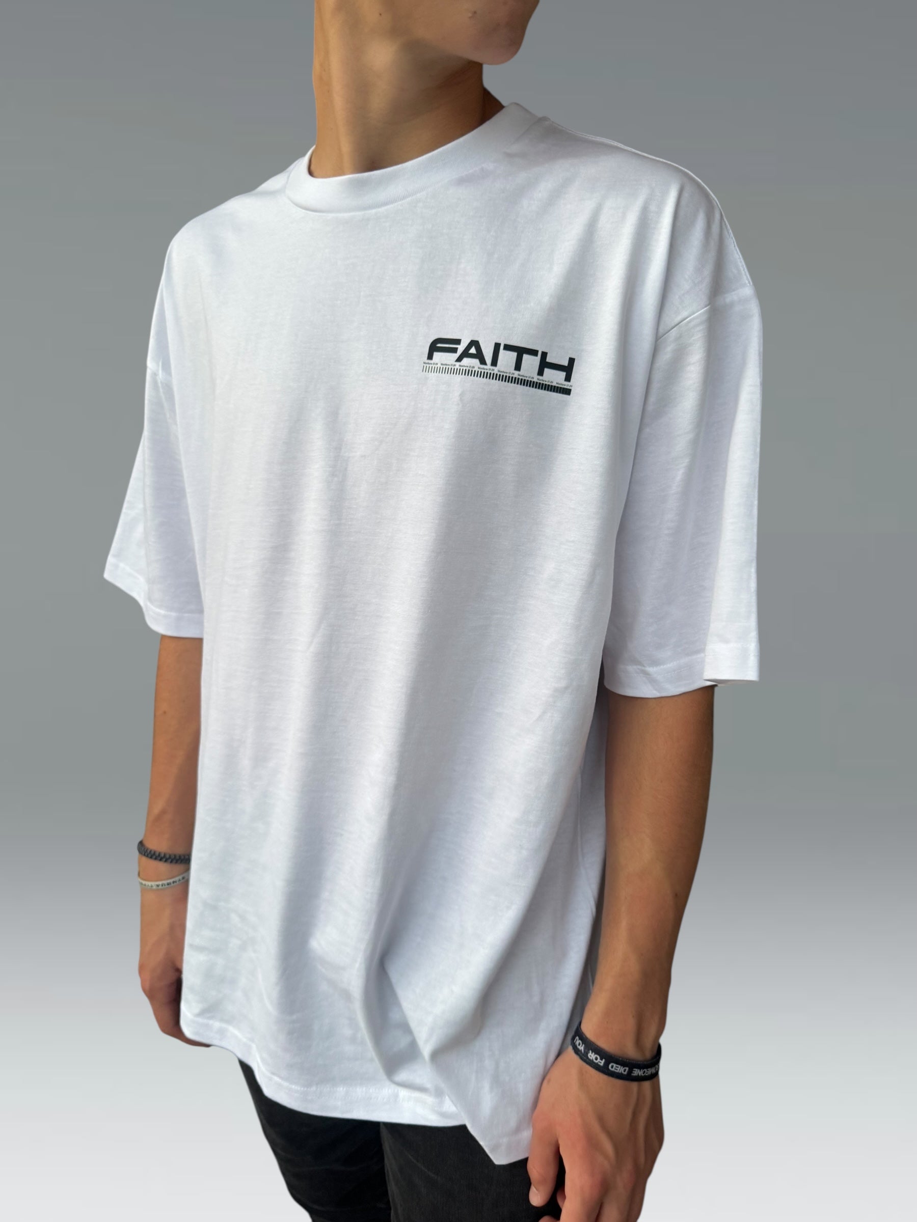 JESUS EVERYWHERE FAITH MOVES MOUNTAINS OVERSIZED TEE