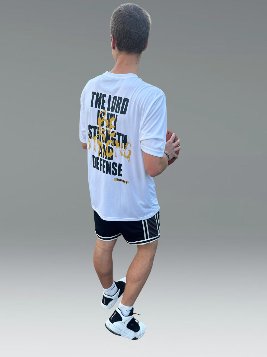 DUETERONOMY 31:6 BE STRONG BREATHABLE ATHLETIC WORKOUT TEE