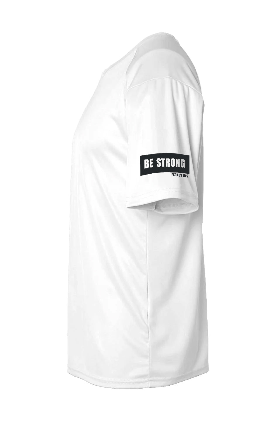 BE STRONG BREATHABLE WORKOUT ATHLETIC WHITE TEE