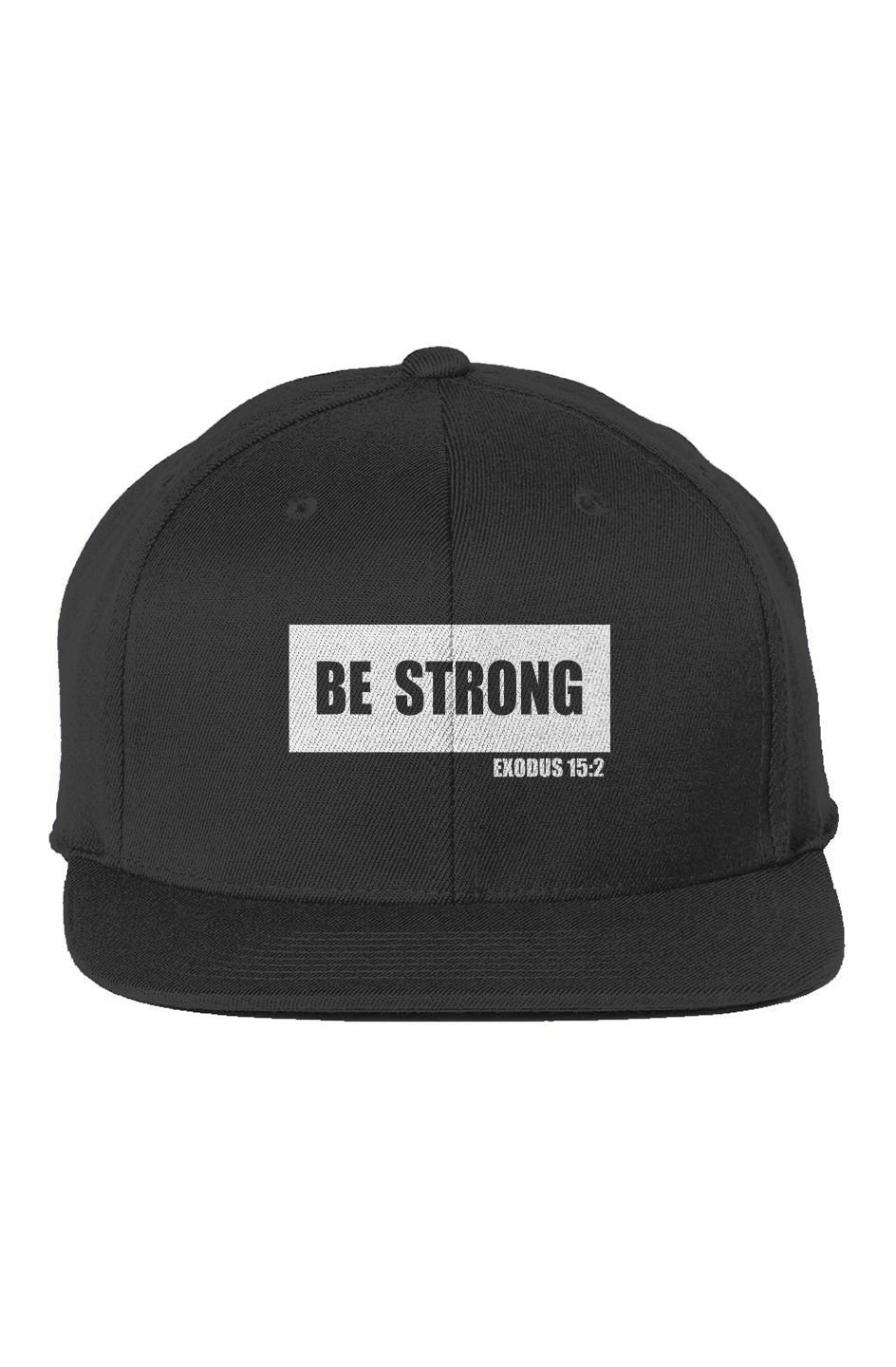 BE STRONG BLACK AND WHITE SNAPBACK HAT