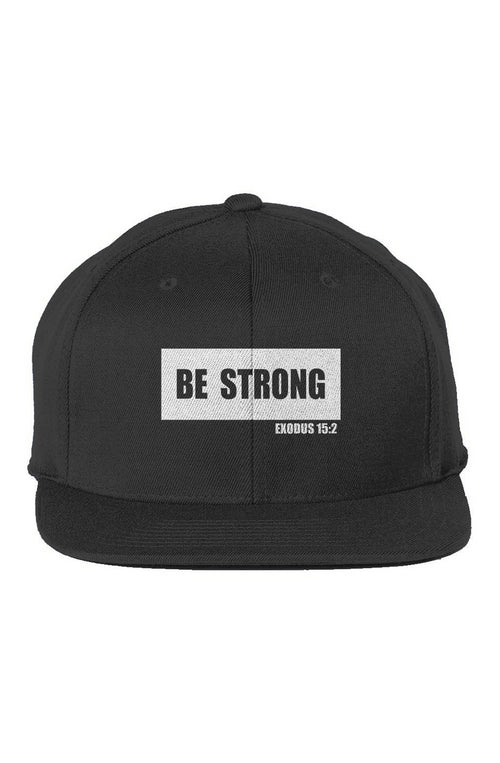 BE STRONG BLACK AND WHITE SNAPBACK HAT