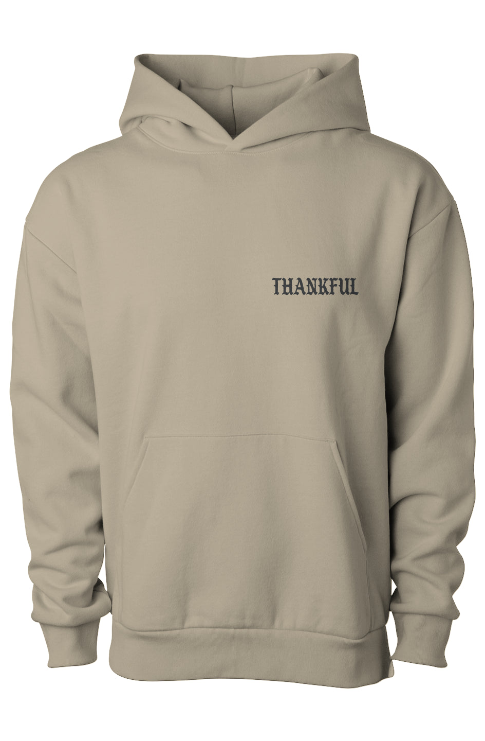 THANKFUL TAN PULLOVER HOODIE SWEATSHIRT