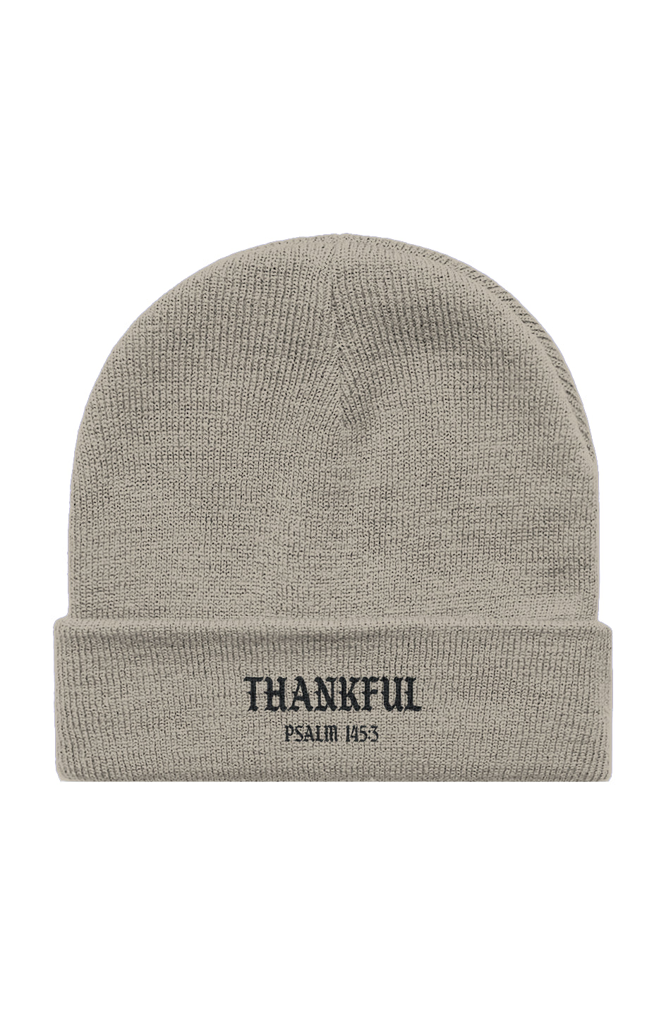 THANKFUL PSALM 145:3 EMBROIDERED CUFF BEANIE HAT