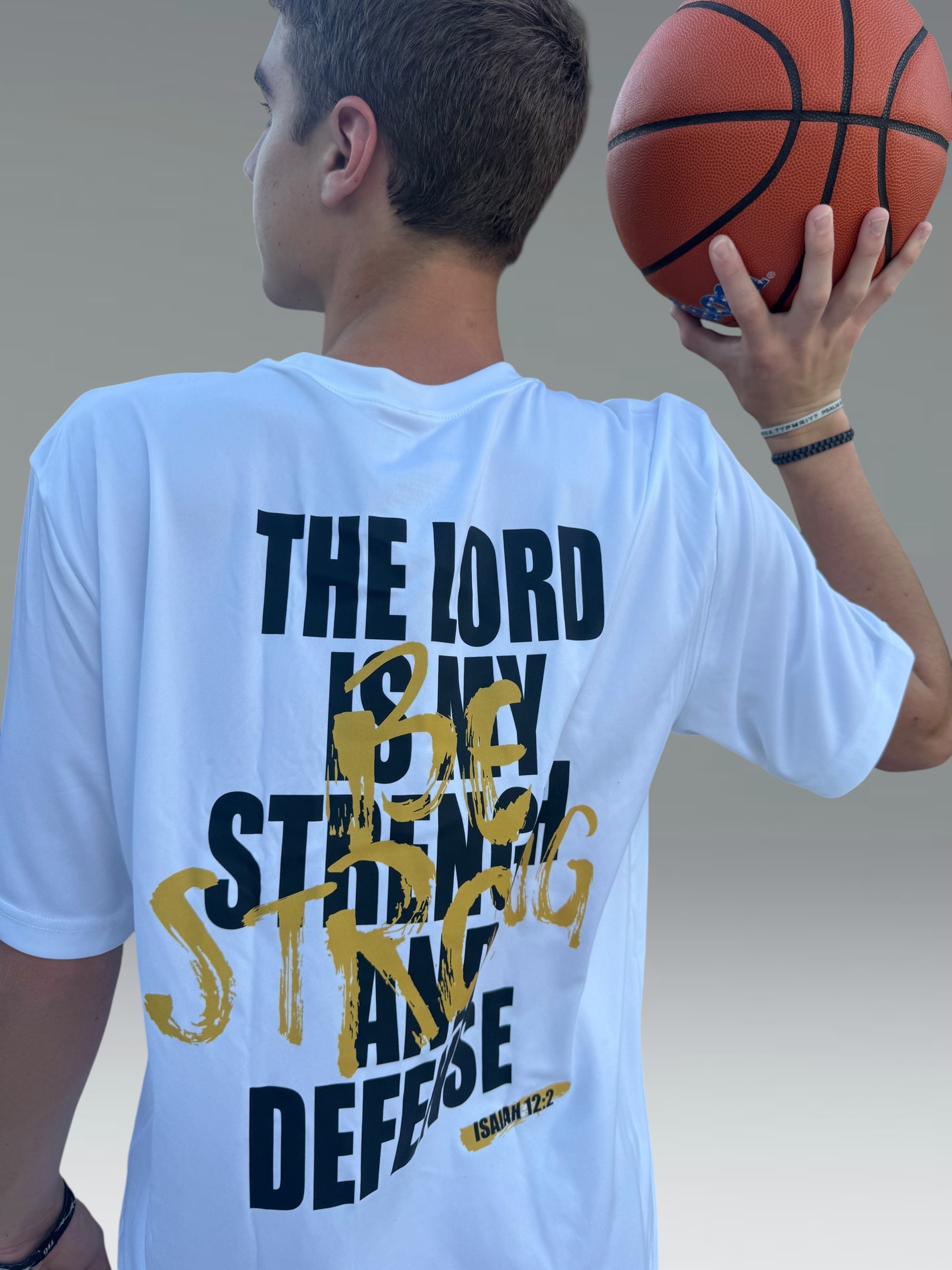 DUETERONOMY 31:6 BE STRONG BREATHABLE ATHLETIC WORKOUT TEE