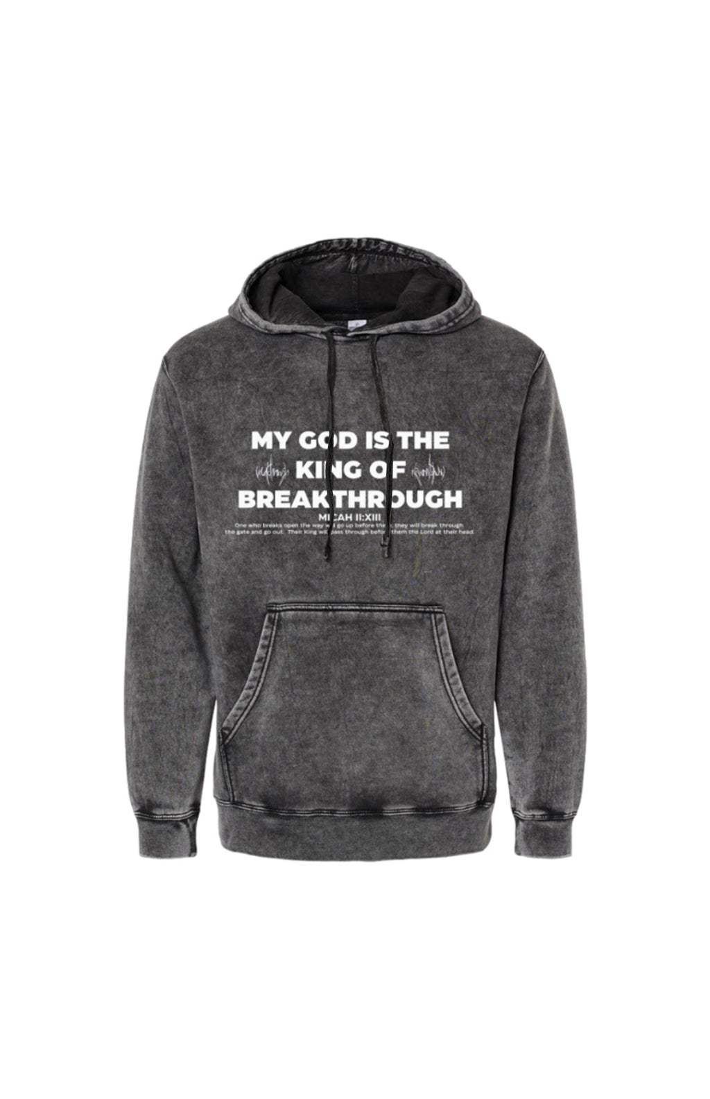 GOD OF BREAKTHROUGH MINERAL WASH ATHLETIC CHRISTIAN STREETWEAR PULLOVER HOODIE SWEATSHIRT