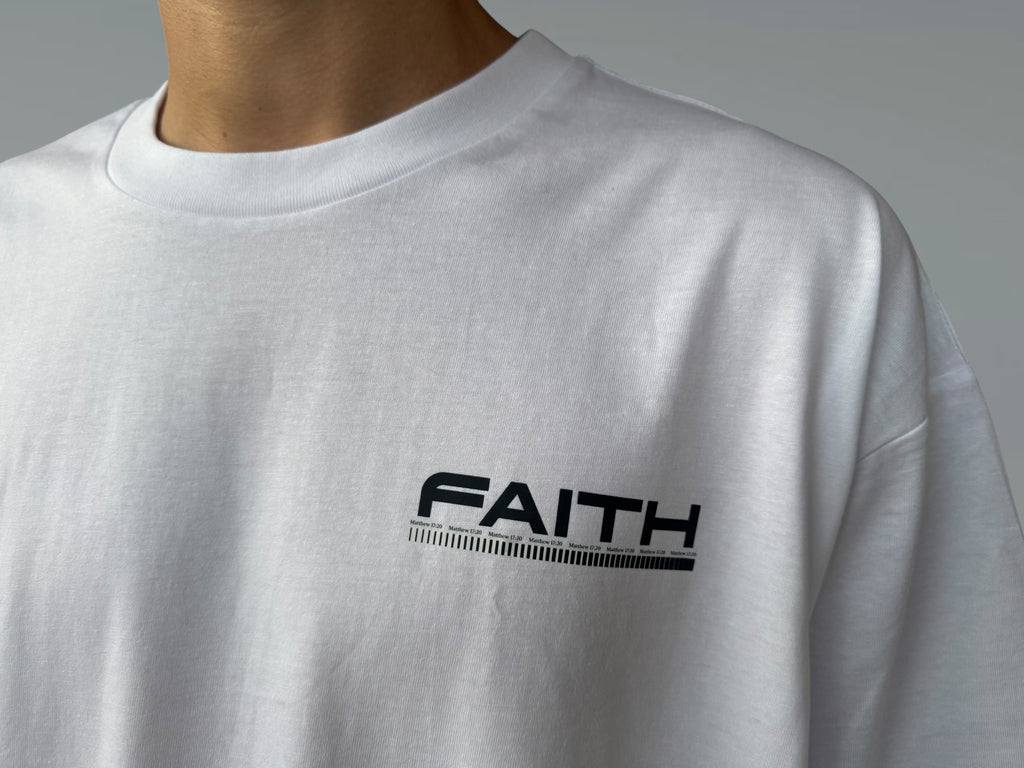 JESUS EVERYWHERE FAITH MOVES MOUNTAINS OVERSIZED TEE