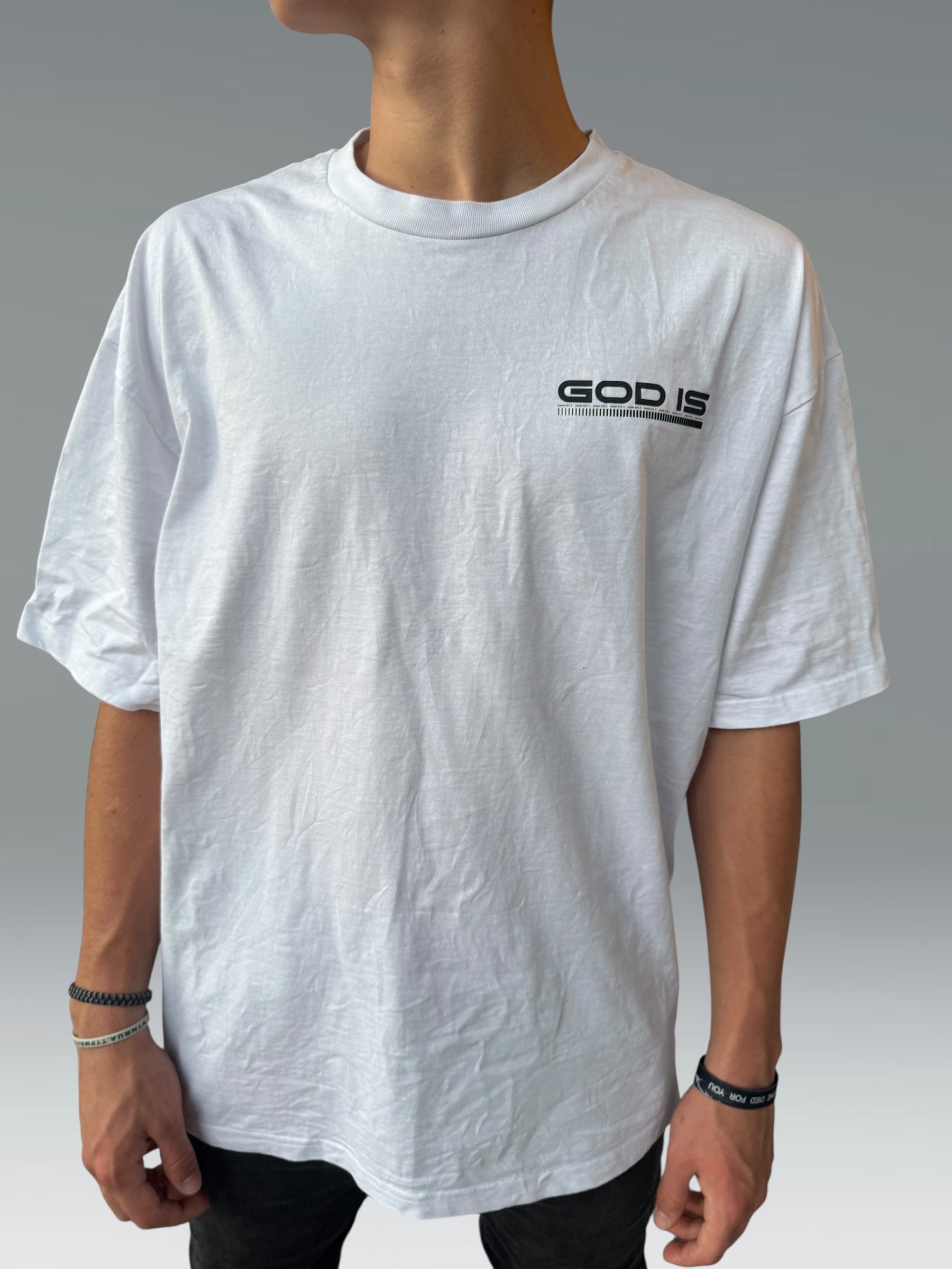 JESUS EVERYWHERE GOD IS WITH US IN THE STORM OVERSIZED TEE