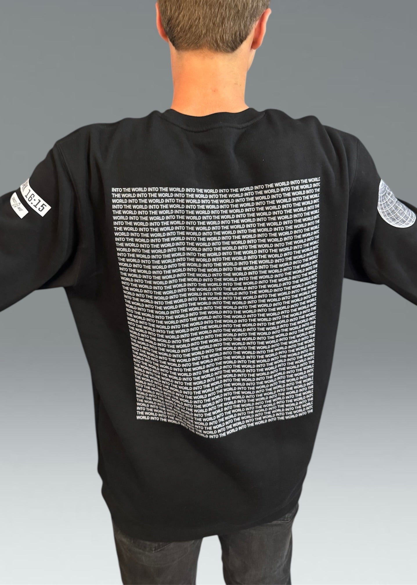 INTO THE WORLD HEAVYWEIGHT WHITE CHRISTIAN MERCH STREETWEAR PULLOVER CREWNECK SWEATSHIRT