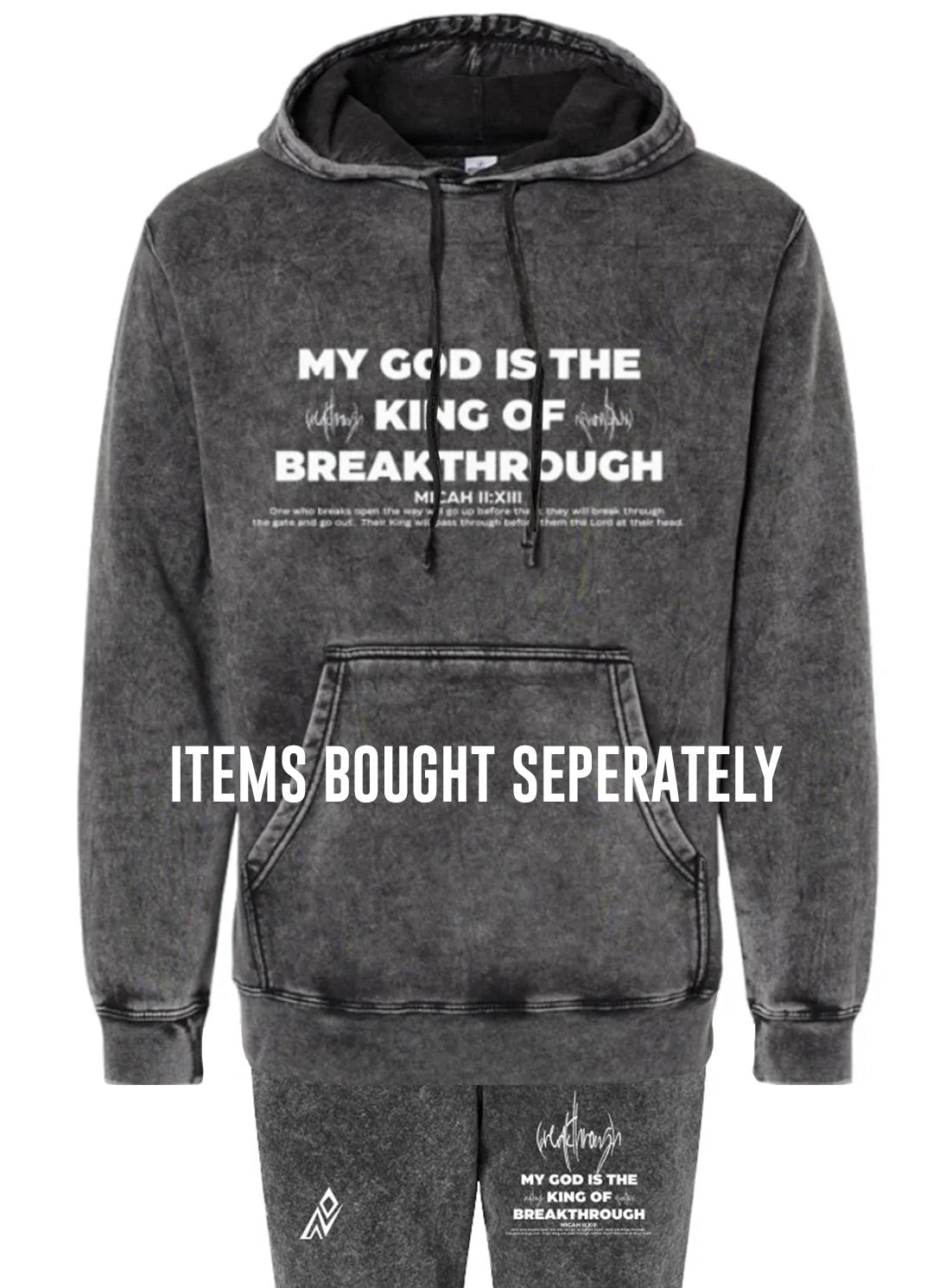 GOD OF BREAKTHROUGH MINERAL WASH ATHLETIC CHRISTIAN STREETWEAR SWEATPANTS JOGGERS