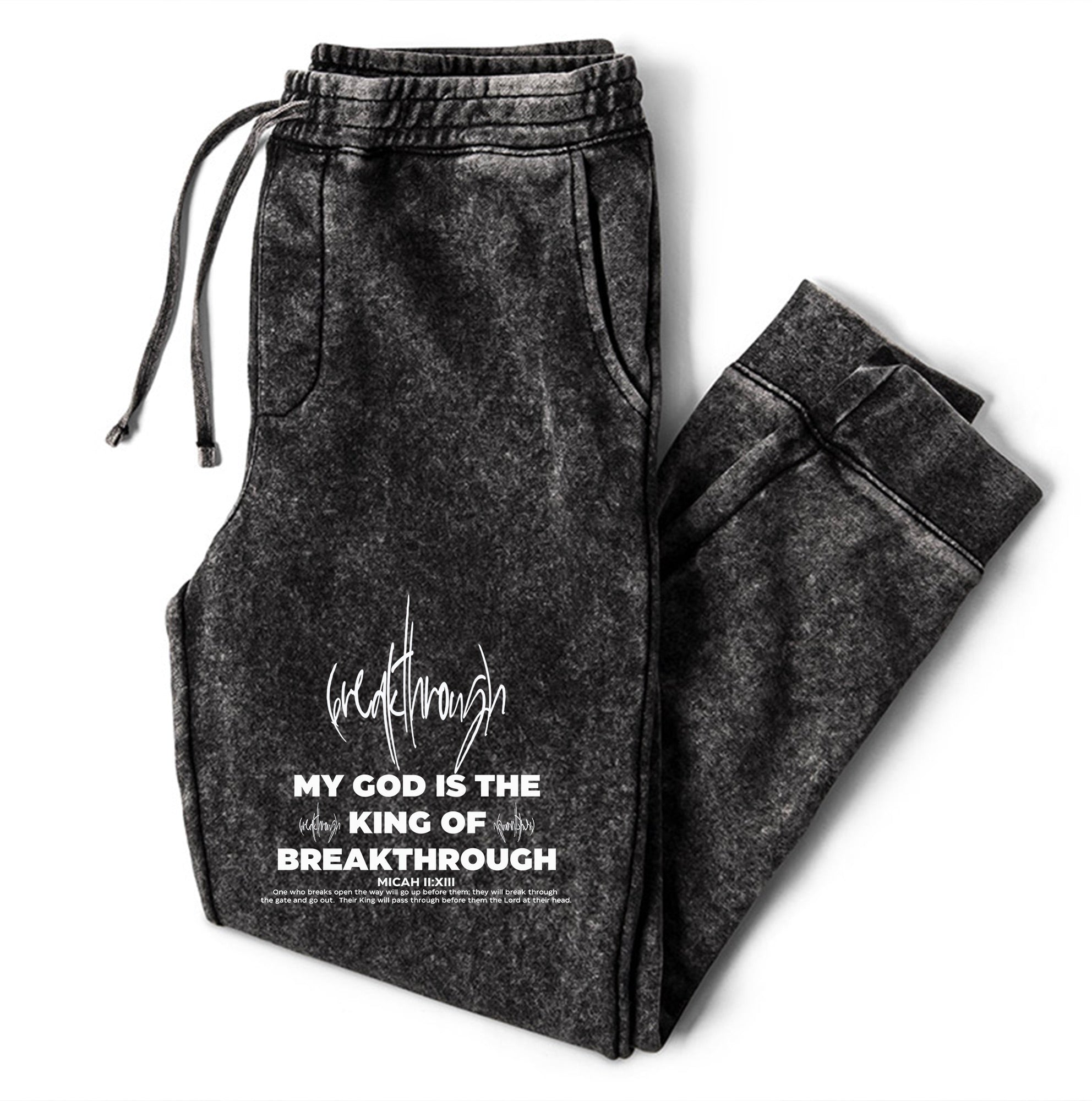 GOD OF BREAKTHROUGH MINERAL WASH ATHLETIC CHRISTIAN STREETWEAR SWEATPANTS JOGGERS